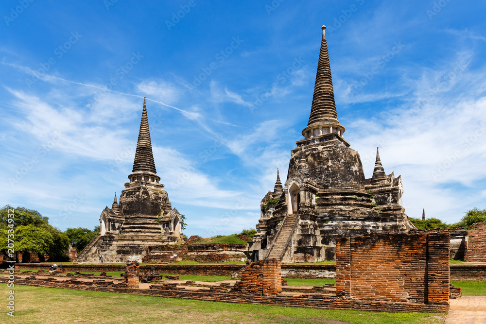 Stupas at Ayutthaya Historical Park in Bangkok Thailand