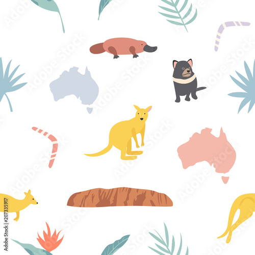 Photography Seamless pattern with koalas and leaves