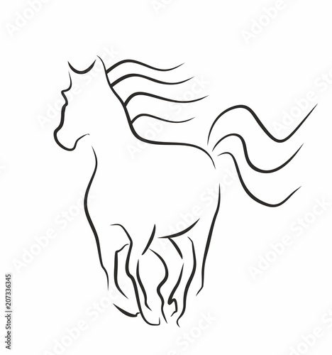 running horse on a white background