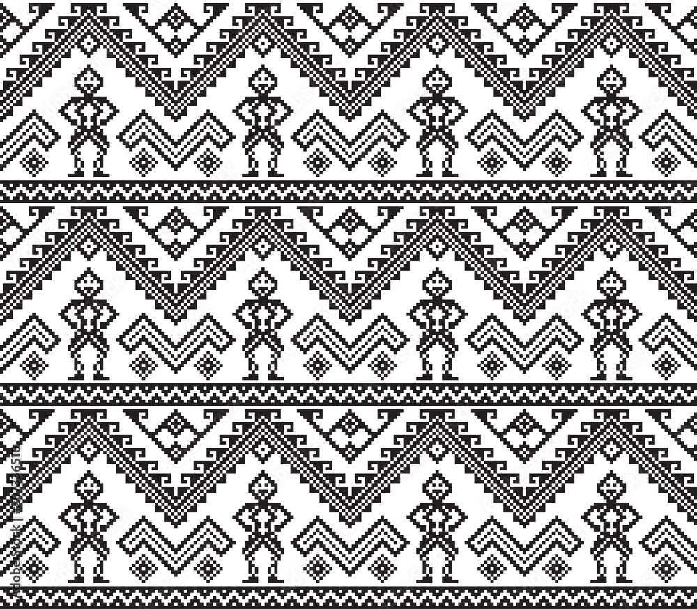 Seamless geometric black ethnic pattern. Philippine style. Stock Vector ...