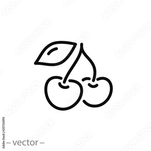 cherry icon, line sign - vector illustration eps10
