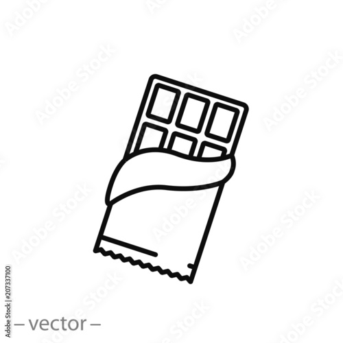 Chocolate line icon, opened chocolate - vector illustration eps10