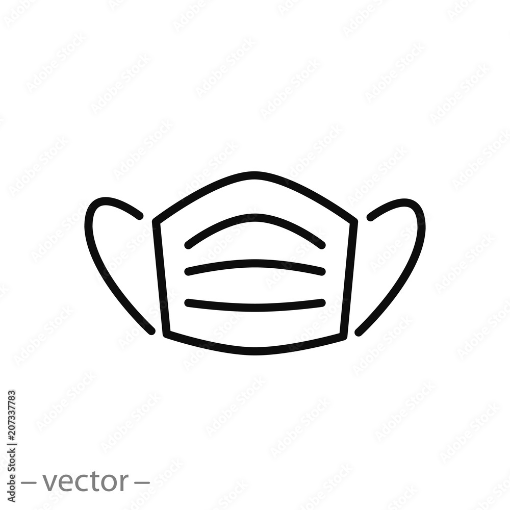 dust mask icon -  line sign, vector illustration eps10