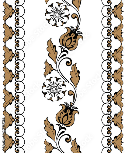 Lace Bohemian Seamless Borders. Decorative ornament backdrop for fabric, textile, wrapping paper.