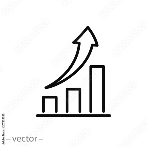 graph icon with arrow isolated on white background, chart image, vector illustration eps10