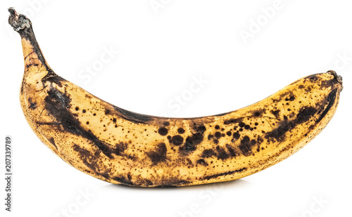 Overripe banana isolated on white