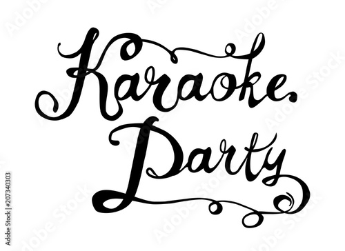 Karaoke party. Hand written doodle words