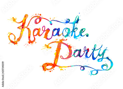 Karaoke party. Inscription of splash paint letters