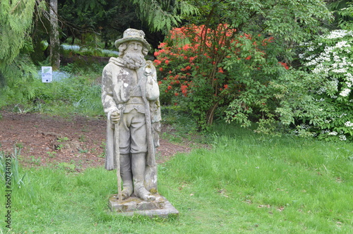 Statue of Edie Ochiltree  a character in Sir Walter Scott s 1816 novel  The Antiquary  in the grounds of Abbotsford  home of Sir Walter Scott on banks of River Tweed  near Tweedbank