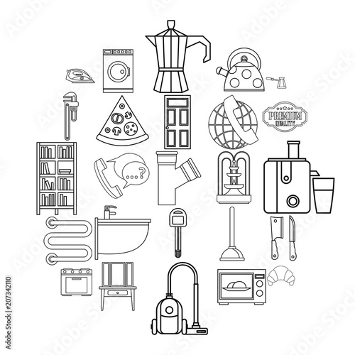 Rooming house icons set. Outline set of 25 rooming house vector icons for web isolated on white background