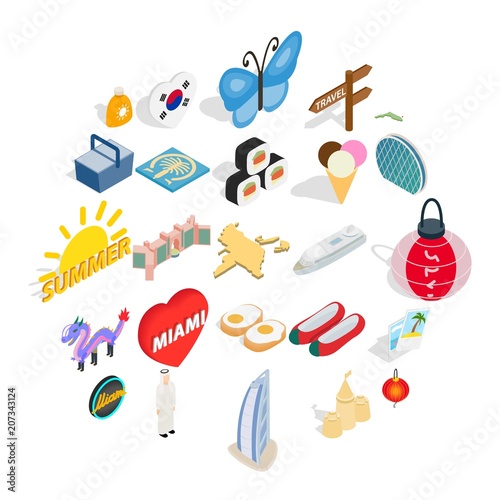 Guesthouse icons set. Isometric set of 25 guesthouse vector icons for web isolated on white background
