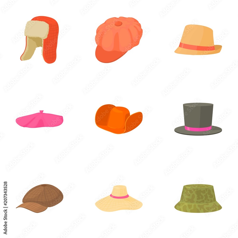 Attire icons set. Cartoon set of 9 attire vector icons for web isolated on white background Attire icons set. Cartoon set of 9 attire vector icons for web isolated on white background