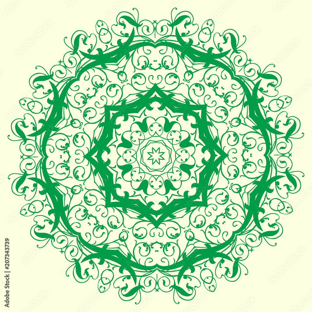 green geometric element of the ornament