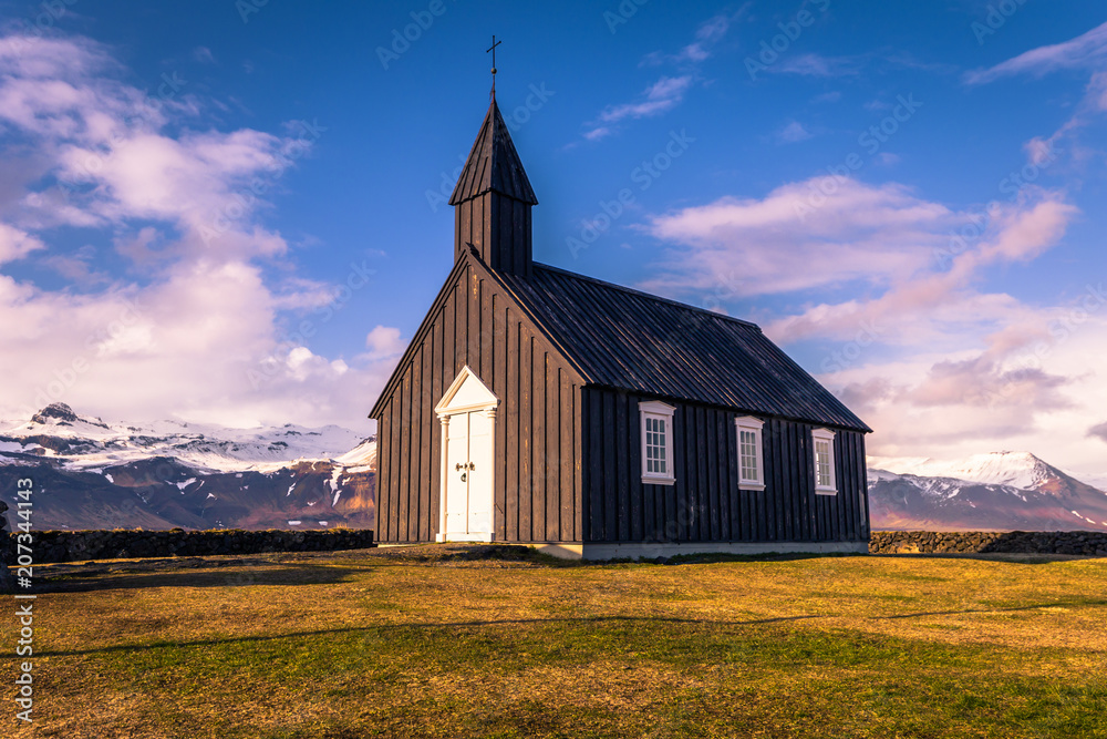 Snaefellsjoekull  - May 02, 2018: Budakirkja church in Snaefellsjoekull national park, Iceland