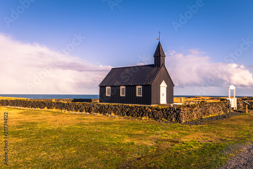 Snaefellsjoekull - May 02, 2018: Budakirkja church in Snaefellsjoekull national park, Iceland