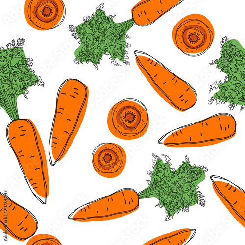 Pattern with carrot background for fabric, textiles, clothing, wallpaper, wrapping paper, backpack, socks, bedding.
