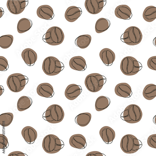 Coffee seamless pattern. Hand drawn vector seamless pattern in doodle style. Continuous line drawing.