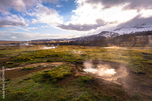 Geysir - May 03, 2018: Landscape of Geysir park, Iceland