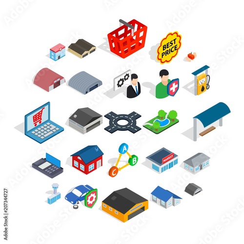 Homely icons set. Isometric set of 25 homely vector icons for web isolated on white background