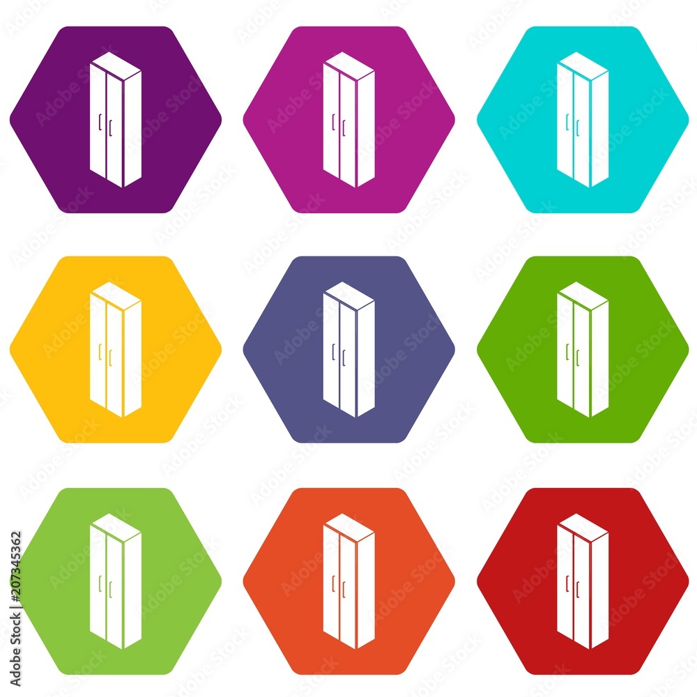 Wardrobe icons 9 set coloful isolated on white for web Wardrobe icons 9 set coloful isolated on white for web