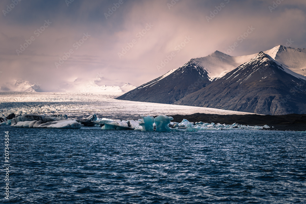 Jokulsarlon - May 05, 2018: Iceberg lagoon of Jokulsarlon, Iceland