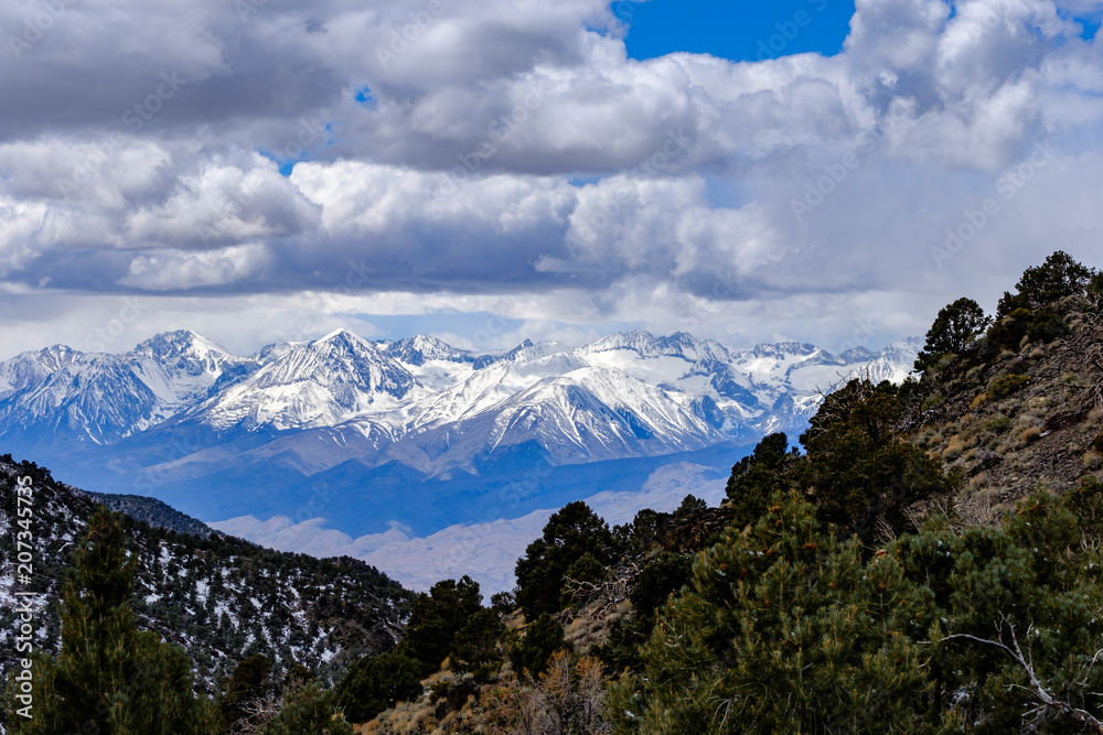 The snow-capped White Mountains of Eastern California as seen over the great basin