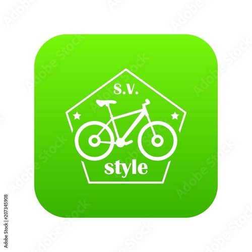 SV bike style icon green vector isolated on white background