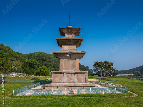 Stone pagodas, Gameunsa Temple Site, Gyeongju, Korea photo