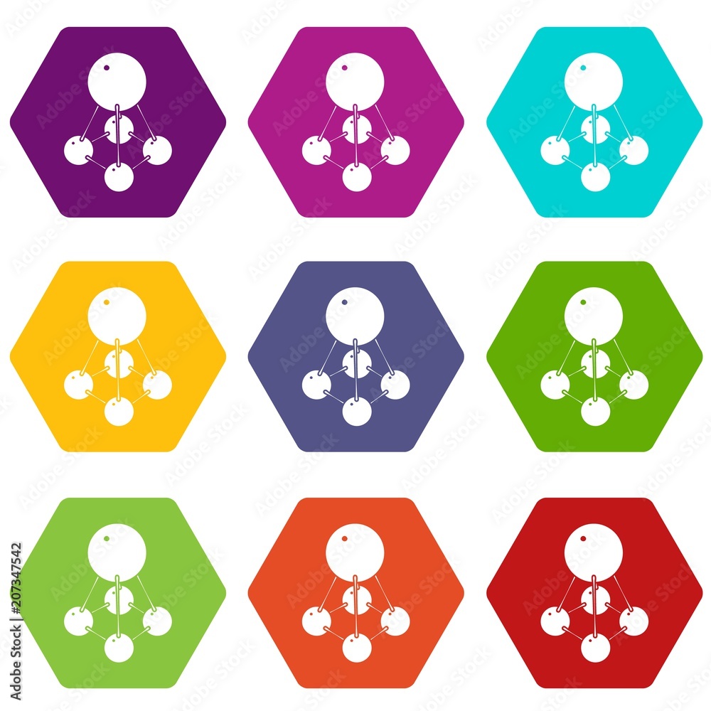 Nitromethane icons 9 set coloful isolated on white for web Nitromethane icons 9 set coloful isolated on white for web