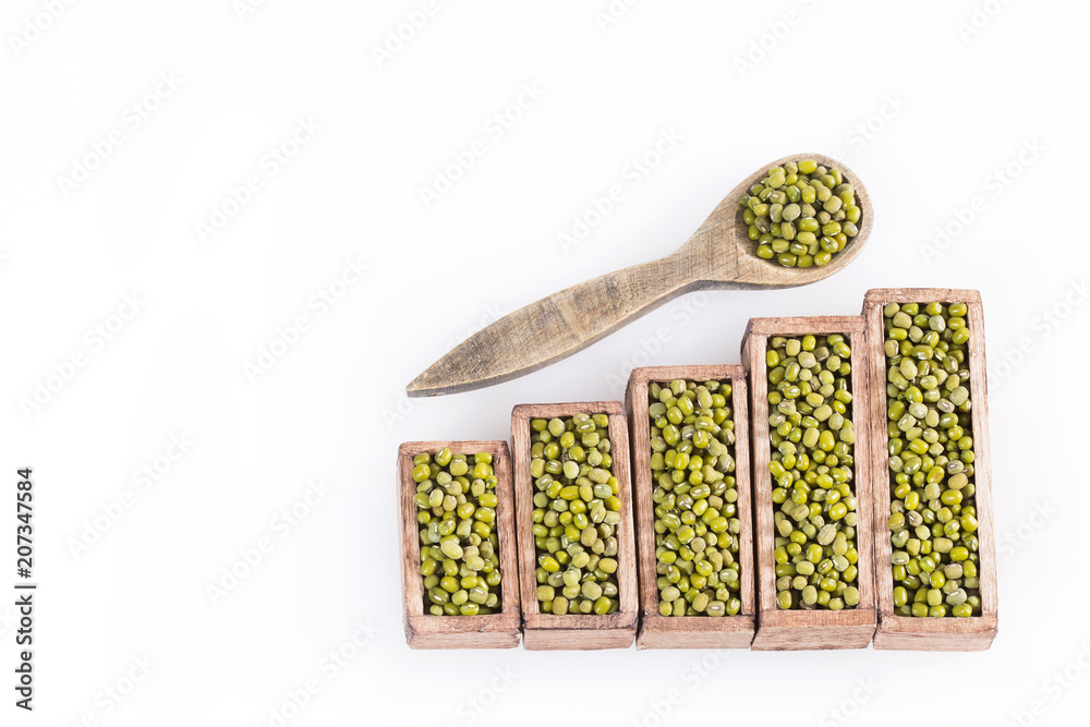 Mung beans, statistical figure - Vigna radiata. Top view Mung beans, statistical figure - Vigna radiata. Top view