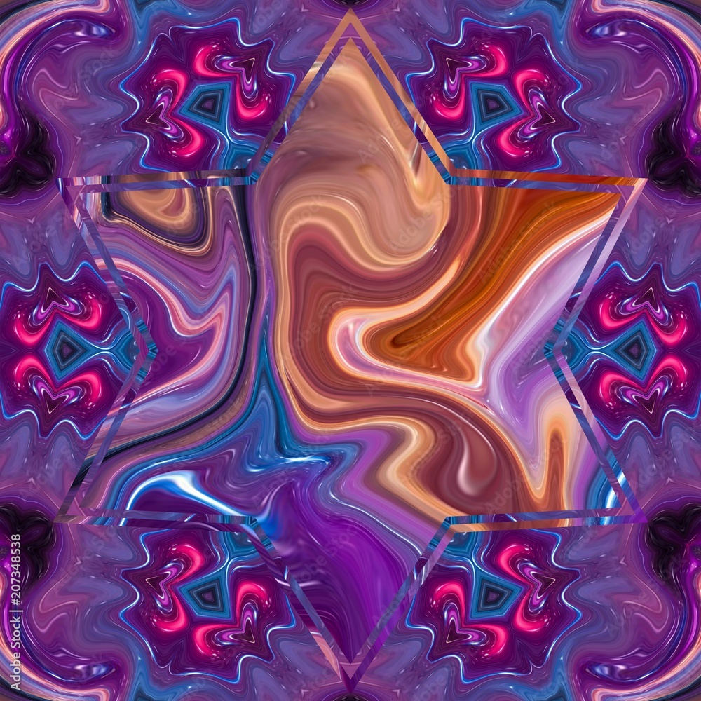 Fototapeta premium Creative pattern background with space for text in center. Abstract art wallpaper. Good for any printed production, print on fabric, clothes and ceramic. Template for design products decoration.