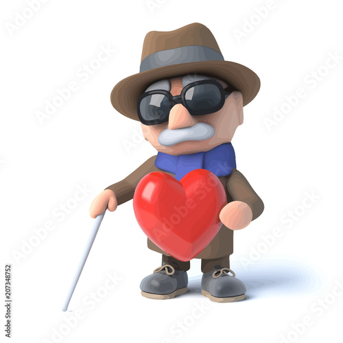 3d Blind man feels romantic