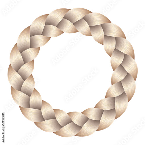 Vector Long Hair Braid Model - Isolated Round Blond Hairstyle Frame Design
