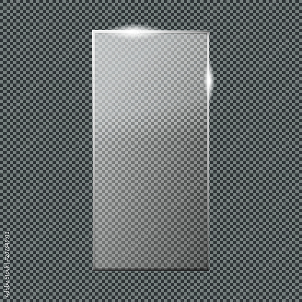 Transparent Luster Crystal Glass Badge Plate  Mockup - Clear Glassy Rectangular Template
