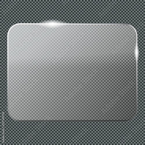 Transparent Luster Crystal Glass Badge Plate  Mockup - Clear Glassy Rectangular Template
