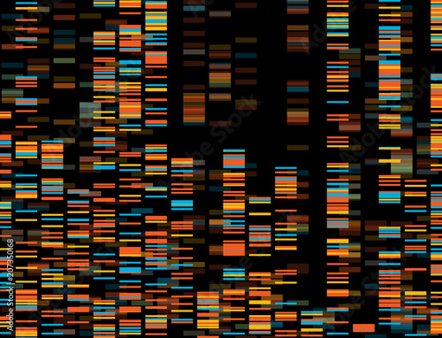 Big Genomic Data Visualization - DNA Test, Barcoding,  Genome Map Architecture  - Vector Graphic Template 
