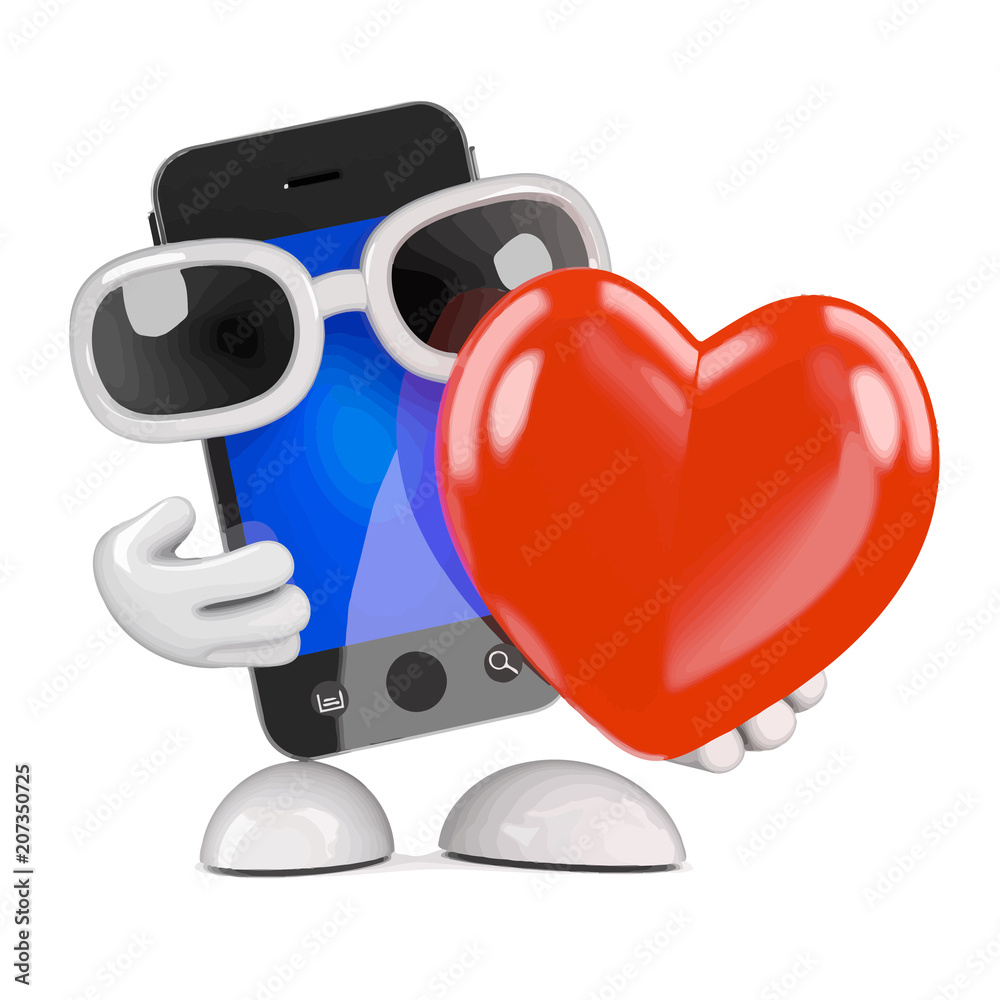 Photography Vector 3d Smartphone with a big red heart
