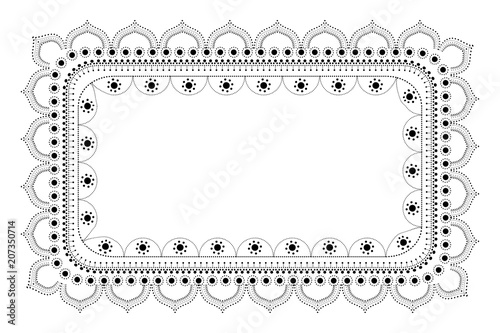 Indian Filigree Dotted Ornament - Vector Rectangulare Frame 
 photo