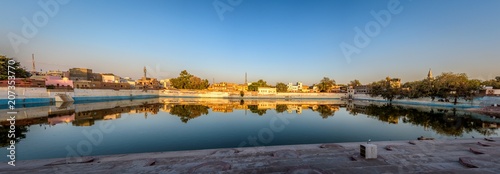 Waterfront Reflection of Houses in Bikaner India 