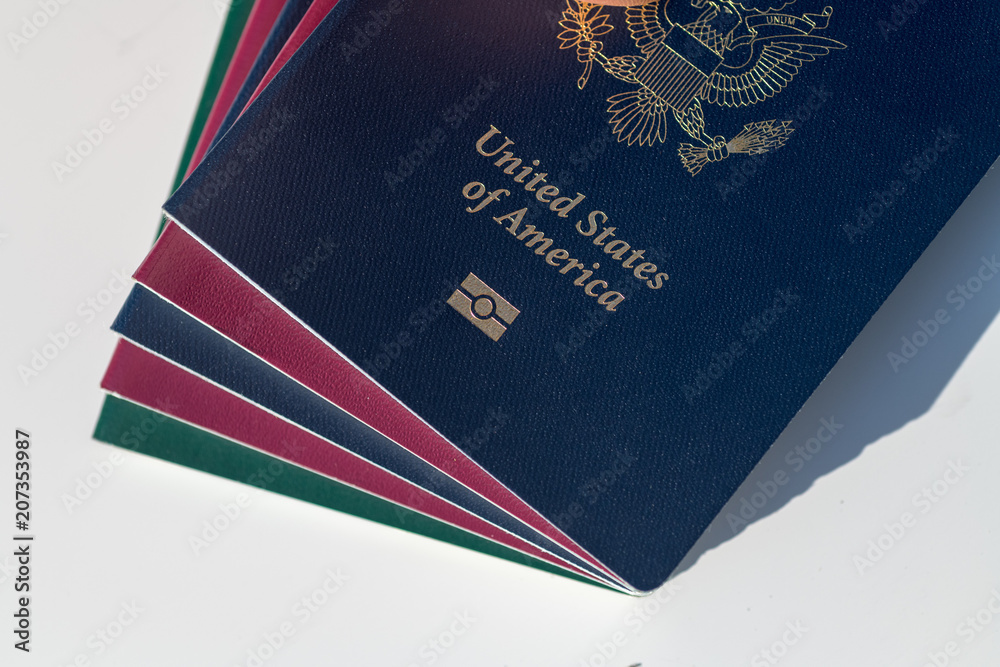 Multiple passports - Dark blue US Passport Alongside EU Style Red and ...