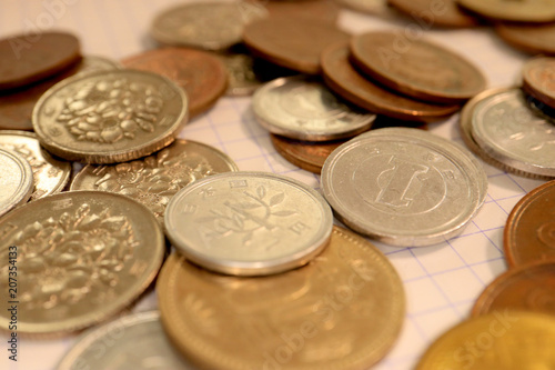 Pile of Japanese Yen Coins