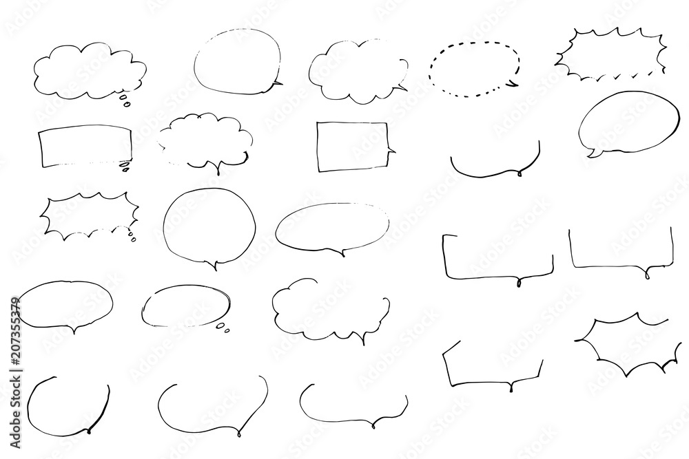 Fototapeta premium 黒い線画 吹き出し