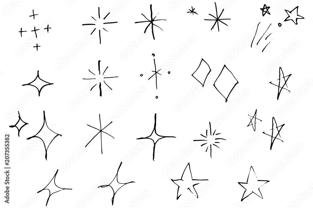 黒い線画 キラキラ装飾素材 Stock Vector Adobe Stock