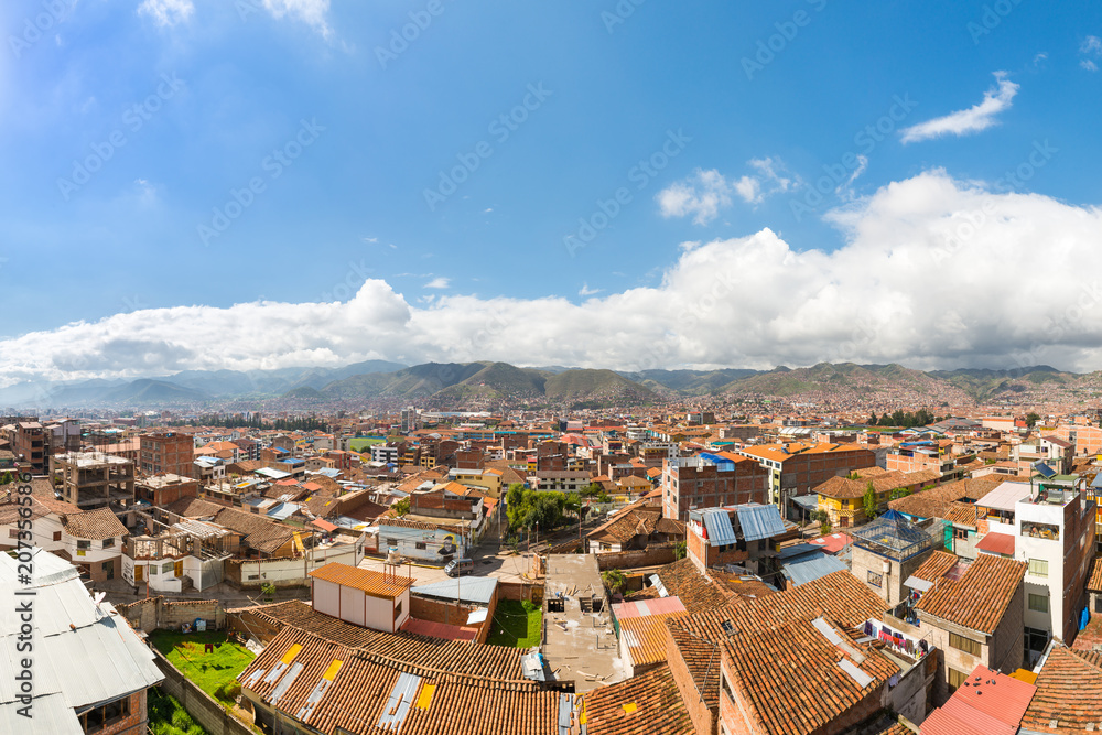 Panoramic view of Cuzco near the Urubamba Valley 