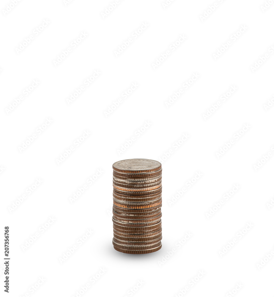 Coin stacks as a graph isolated on white background Coin stacks as a graph isolated on white background