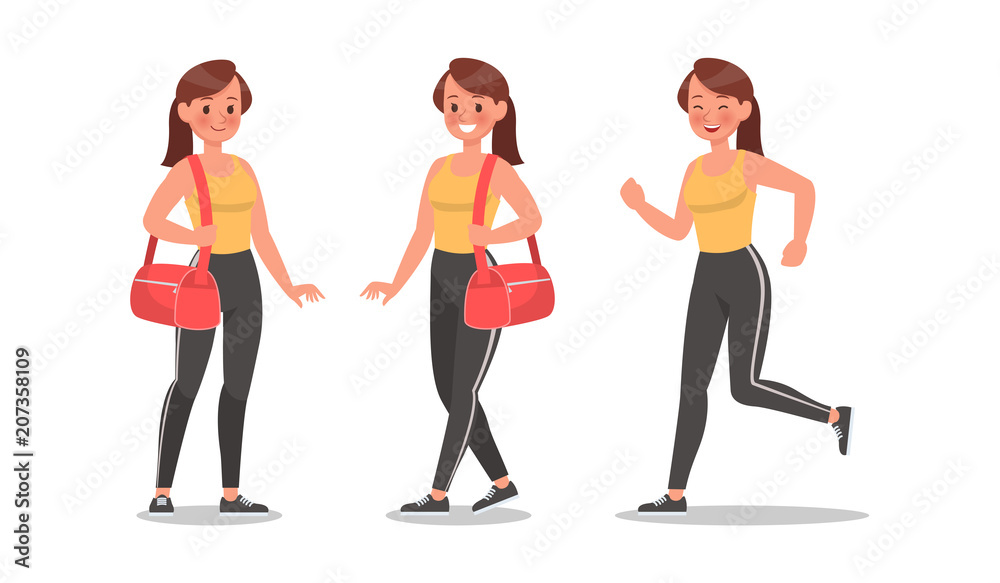 Naklejka premium Fitness woman doing exercise character vector design. Healthy lifestyle no3