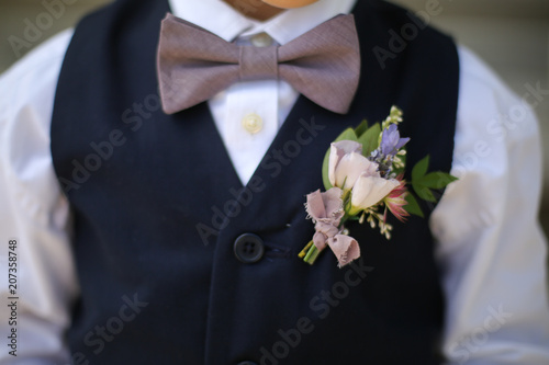 Wedding Details Pink Purple and White Groomsmen Boutonniere 