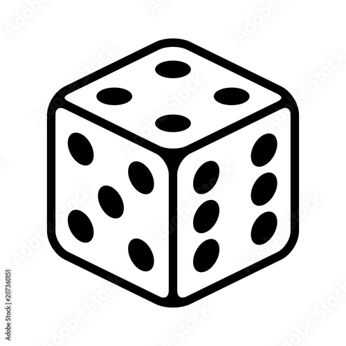 Six sided dice / die for casino gambling line art vector icon for apps and websites photo