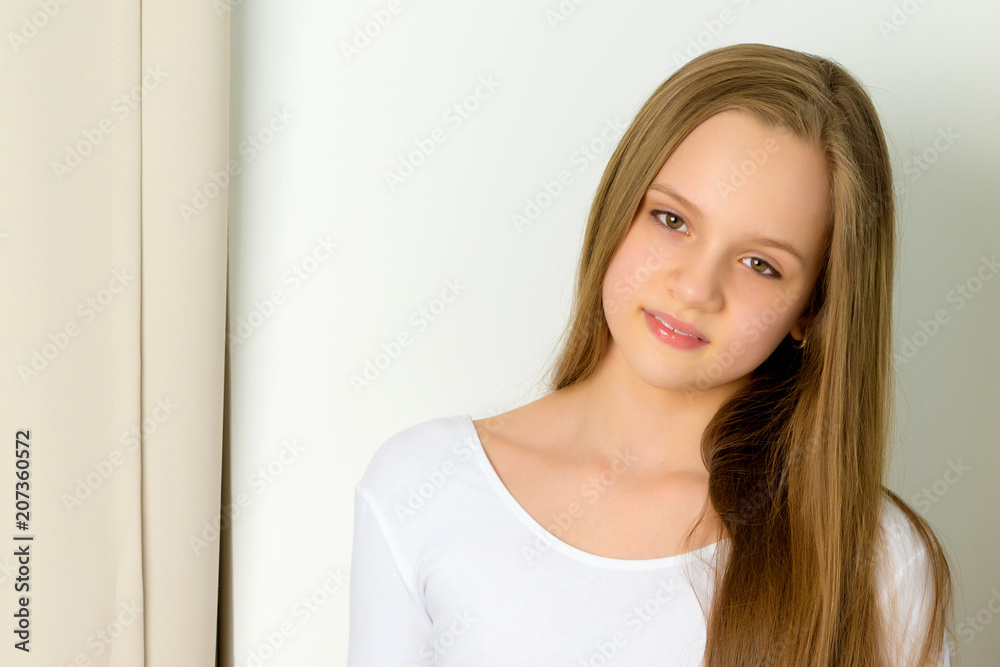 Portrait of a little girl close-up.