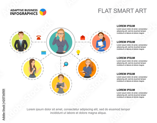 Organization structure slide template. Business data. Graph, chart, design. Creative concept for infographic, report. Can be used for topics like interaction, team or management